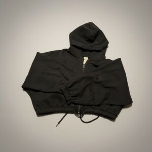 Cropped Black Half-Zip Hoodie